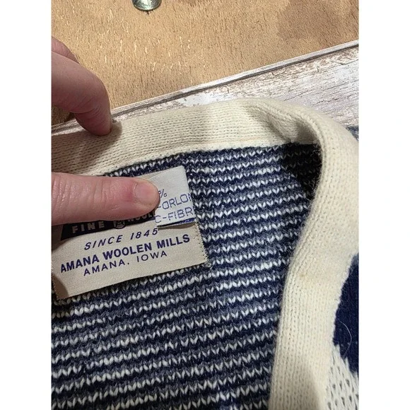 Amana Woolen Mills Blue Argyle Sweater Vest and Cardigan Set Mens Large Vintage